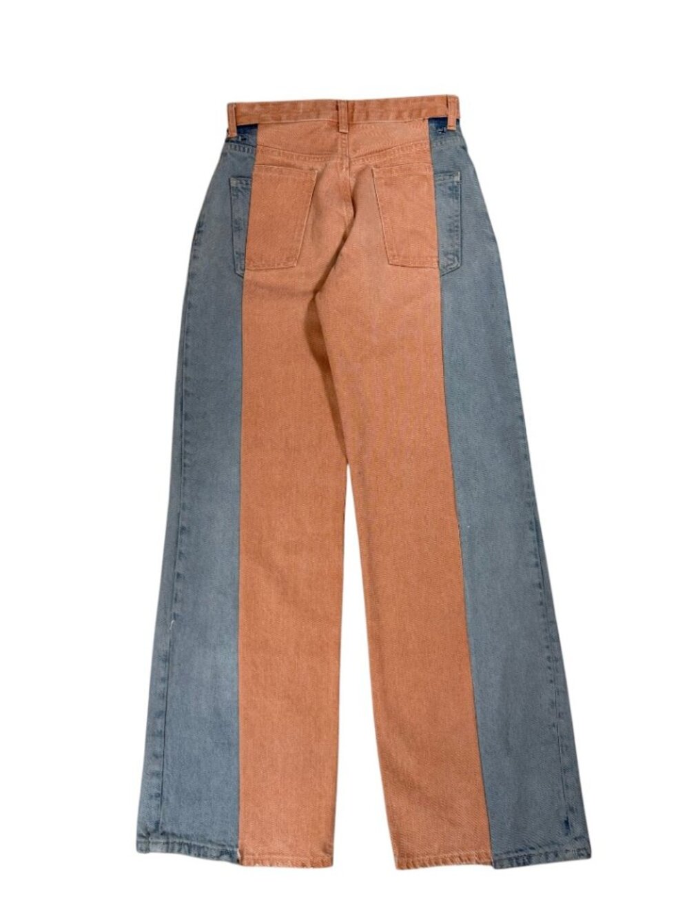 Custom Reworked Panel Denim Jeans — Multi-Tone — Wide Leg - Picture 8 of 9